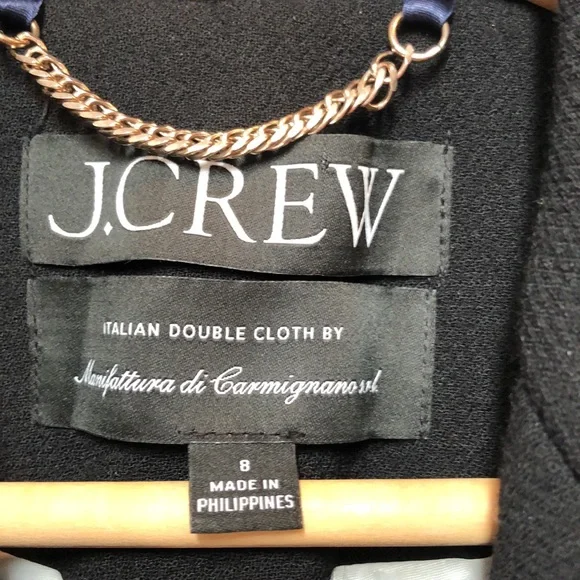 J. Crew evening blazer jacket in Italian double cloth wool blend black size 8